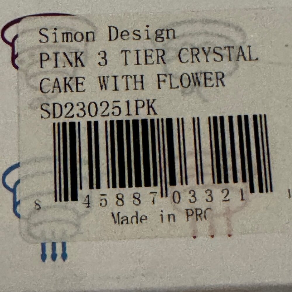 New in Box Simon Design Decorative Pink Crystal 3 Tier Cake with Blue Fl… - Picture 3 of 8
